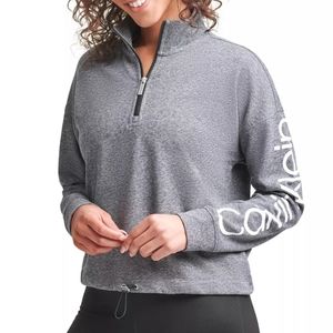 NWT Calvin Klein 1/2 Zip Crop Pullover Grey